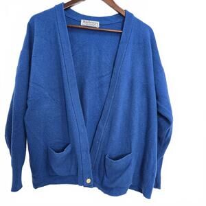 Vintage Burberrys Lambswool Cardigan Sweater Made in Scotland Men's 44 S Loose